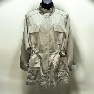 Chico’s Green Sage Satin Utility Jacket size XLP